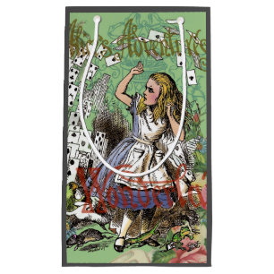 Petit Sac Cadeau alice cartes d'aventure merveilleux pays chapeau l