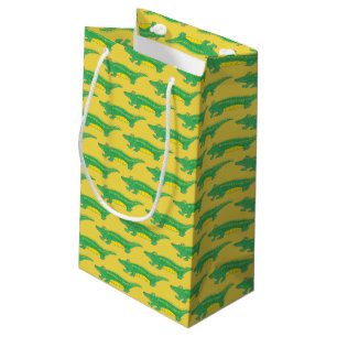 Petit Sac Cadeau Alligator vert jaune Crocodile Gator Croc Animal