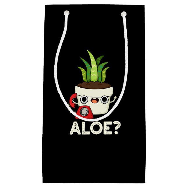 Petit Sac Cadeau Aloe Funny Plante Hello Pun Dark BG (Devant)