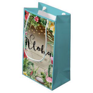 Petit Sac Cadeau Aloha Fleurs de Bois Tropical et Lumières Luau