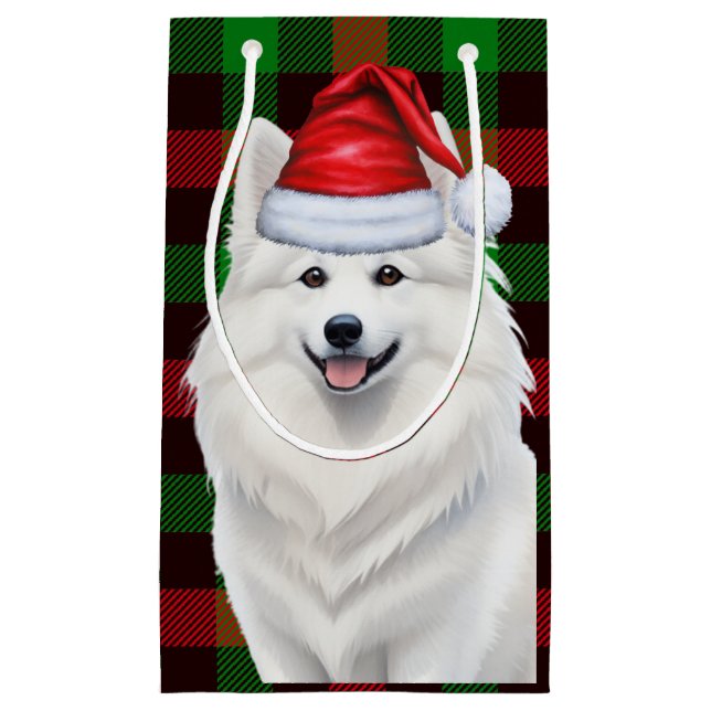 Petit Sac Cadeau American Eskimo Chien vacances Jeu de Noël (Devant)