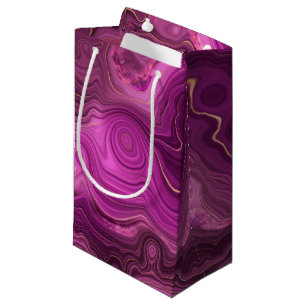 Petit Sac Cadeau Améthyste Violet Et Agate Abstrait Or