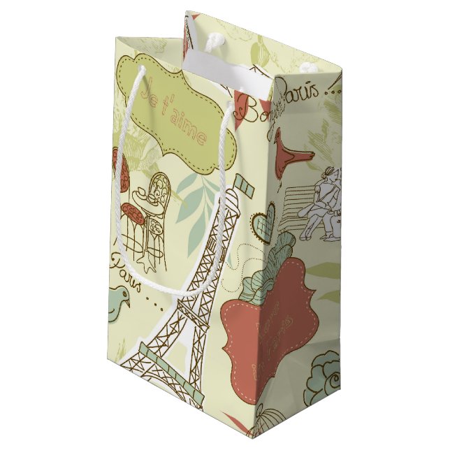 Petit Sac Cadeau Amour dans le motif de Paris (Dos Angle)