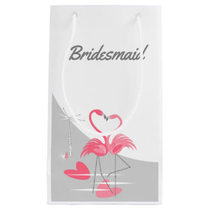 Petit Sac Cadeau Amour de flamant rose Grande Lune Demoiselle d'hon
