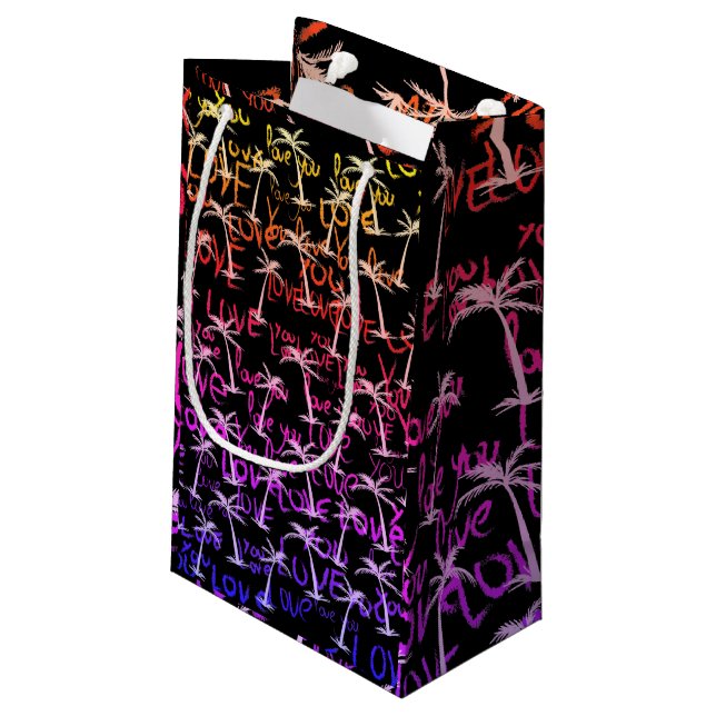 Petit Sac Cadeau Amour, Palmiers Été  (Dos Angle)