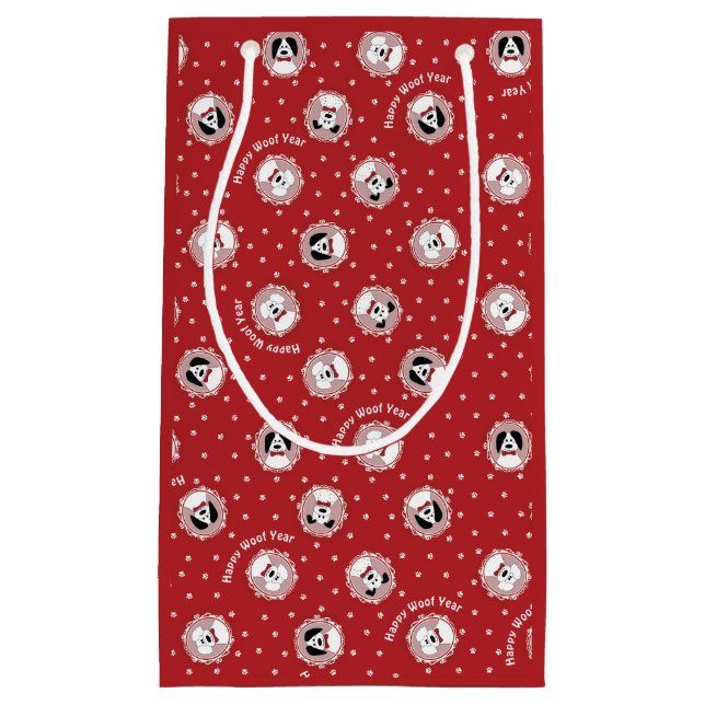 Petit Sac Cadeau Amoureux des chiens "Bonne année pour le malheur" (Devant)