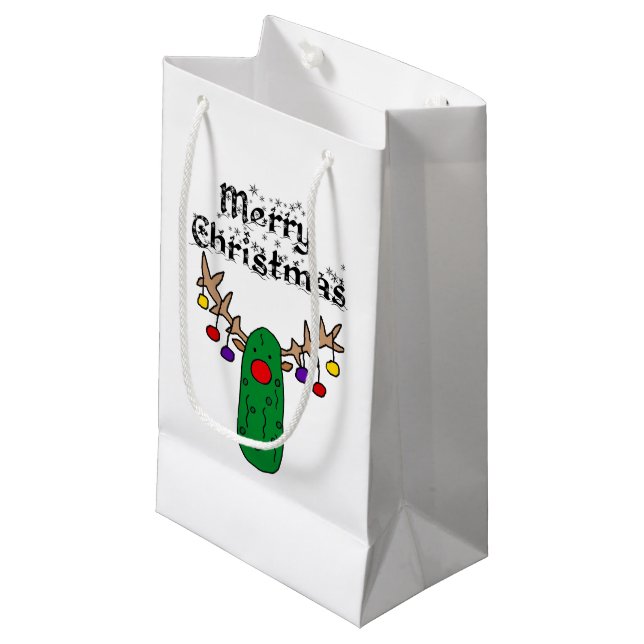 Petit Sac Cadeau Amusant Pickle Reindee Joyeux Art de Noël (Devant Angle)