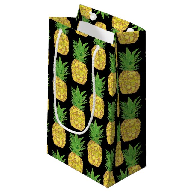 Petit Sac Cadeau Ananas noir (Devant Angle)