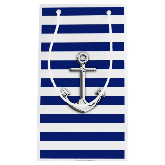 Petit Sac Cadeau Ancre argent classique (Devant)