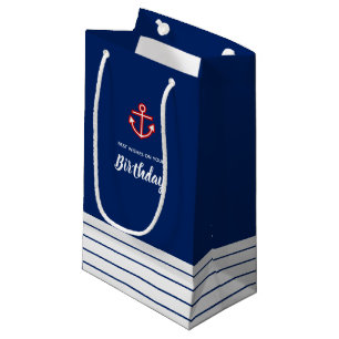 Petit Sac Cadeau Ancre blanche marine nautique