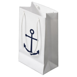 Petit Sac Cadeau Ancre bleue marine