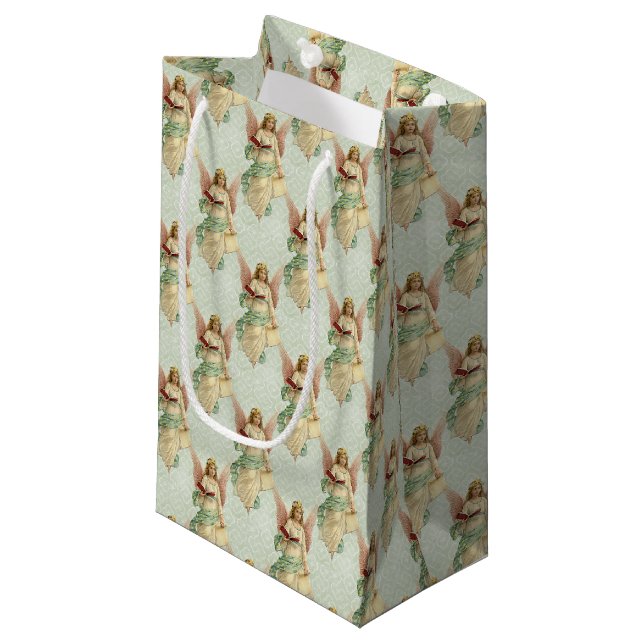 Petit Sac Cadeau Anges de Noël élégants victoriens classiques (Devant Angle)