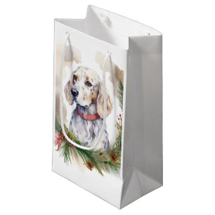 Petit Sac Cadeau Anglais Setter Christmas Wreath Festive Pup