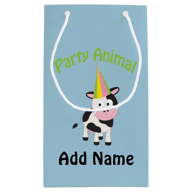 Petit Sac Cadeau Animal de fête ! Vache (Dos)