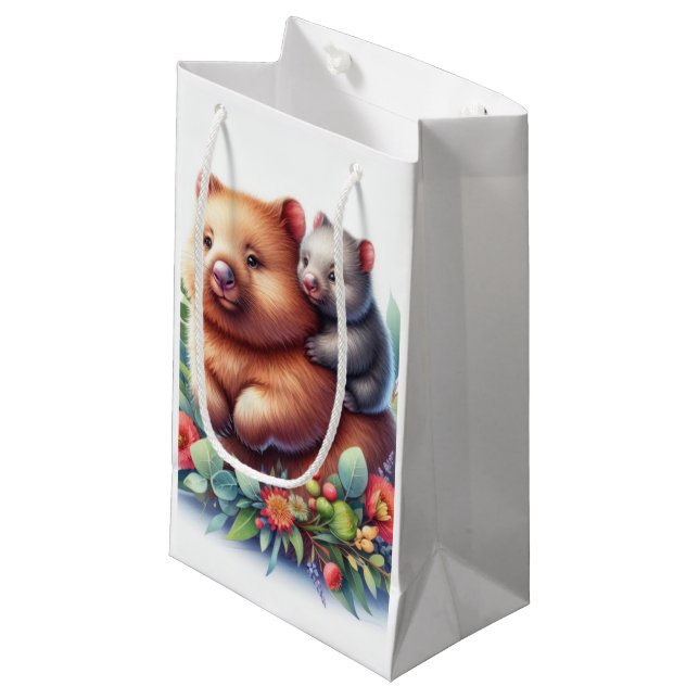 Petit Sac Cadeau Animaux de la faune Wombat (Devant Angle)