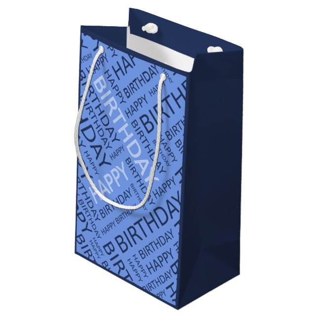 Petit Sac Cadeau Anniversaire cool blues nom personnalisé (Dos Angle)
