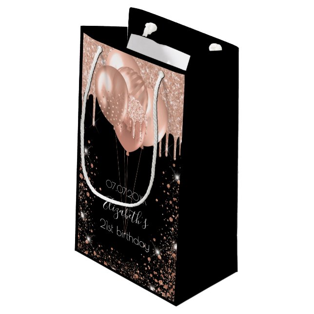 Petit Sac Cadeau Anniversaire noir rose or parties scintillant ball (Dos Angle)