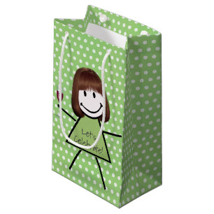 Petit Sac Cadeau Anniversaire Stick Girl sur Pois
