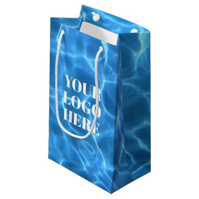 Petit Sac Cadeau Aqua Blue Swimming Pool Photo for Your Logo (Devant Angle)