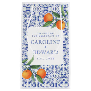 Petit Sac Cadeau Aquarelle bleu Mariage méditerranéen