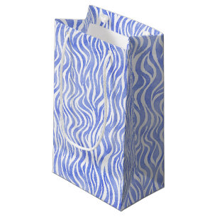 Petit Sac Cadeau Aquarelle bleue Zebra Print