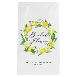 Petit Sac Cadeau Aquarelle Fleurs de citron Fête des mariées de cou