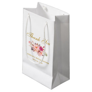 Petit Sac Cadeau Aquarelle Floral Rose Blush Gold Fête des mariées