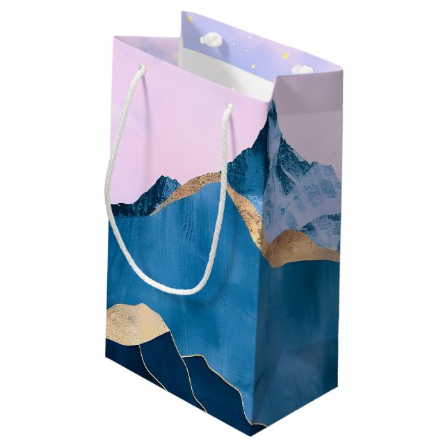 Petit Sac Cadeau Aquarelle Golden Celestial Peaks (Dos Angle)