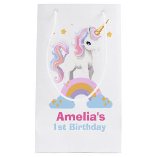 Petit Sac Cadeau Aquarelle magique mignonne Rainbow Unicorn Anniver