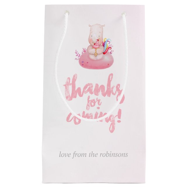 Petit Sac Cadeau Aquarelle mignonne Rhino Unicorn Baby Girl Douche (Devant)