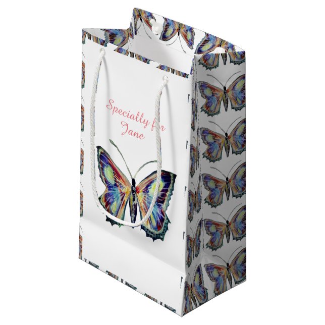 Petit Sac Cadeau Aquarelle papillon (Devant Angle)