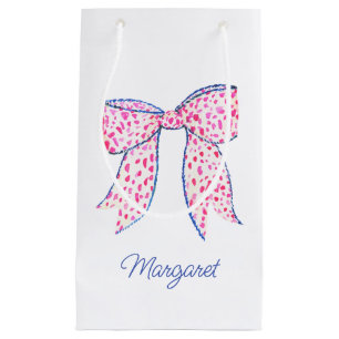 Petit Sac Cadeau Aquarelle Pink Poka Dot Bow