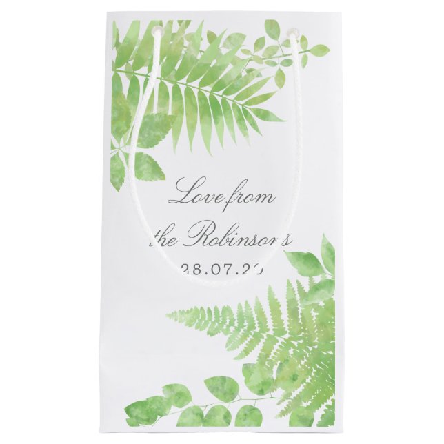 Petit Sac Cadeau Aquarelle Verdure Foliage Mariage Merci (Devant)