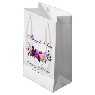 Petit Sac Cadeau Aquarelle violet ultra violet Mariage de fleurs PS