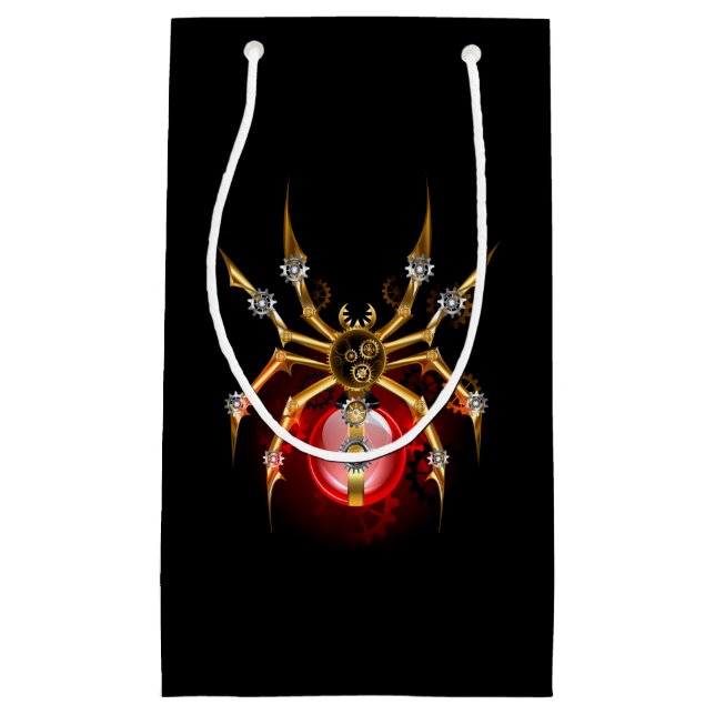 Petit Sac Cadeau Araignée en vapeur noire (Devant)