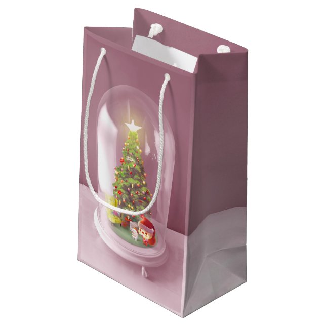 Petit Sac Cadeau Arbre de Noël dans un dôme de verre (Dos Angle)