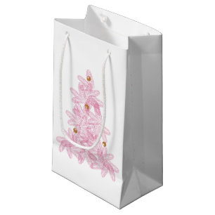 Petit Sac Cadeau Arbre de Noël rose moderne