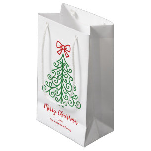 Petit Sac Cadeau Arbre simple avec bow Noël moderne