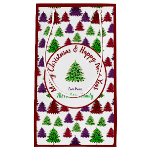 Petit Sac Cadeau Arbres Empreintes de léopard Joyeux Noël et Nouvel