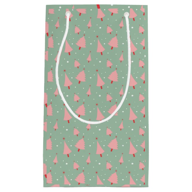 Petit Sac Cadeau Arbres tirés par la main de vacances (Devant)