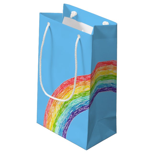 Petit Sac Cadeau Arc en ciel et ciel bleu (Dos Angle)