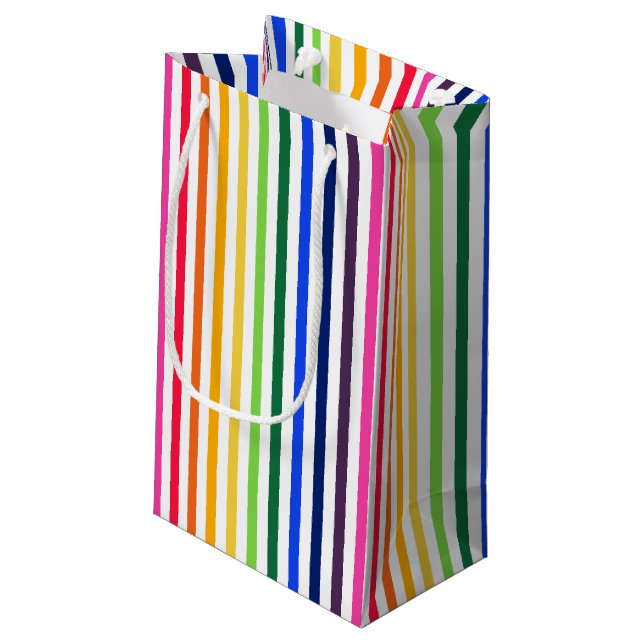 Petit Sac Cadeau Arc-en-ciel et rayures blanches (Dos Angle)