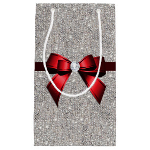 Petit Sac Cadeau Arc et ruban étincelants élégants de paillettes