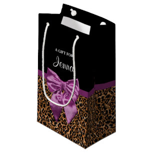 Petit Sac Cadeau Arc pourpre élégant et nom d'empreinte de léopa