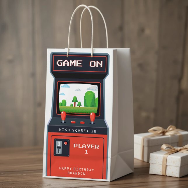 Petit Sac Cadeau Arcade Game Machine Retro Anniversaire (Arcade Game Machine Retro Birthday Party Small Gift Bag
)