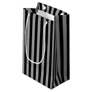 Petit Sac Cadeau Argent vertical et rayures noires