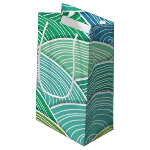Petit Sac Cadeau Arrière - plan des vagues vertes abstraites