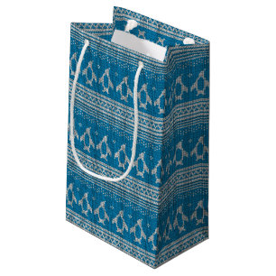 Petit Sac Cadeau Arrière - plan tricoté par bleu