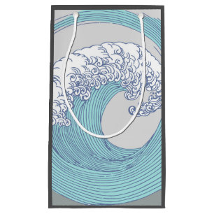Petit Sac Cadeau Art de vague de surf Ukiyo-e japonais vintage de l