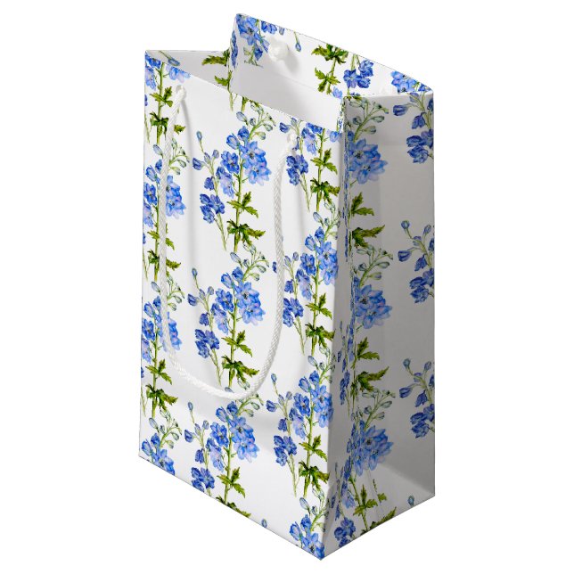 Petit Sac Cadeau Art mariage de delphinium bleu motif (Devant Angle)